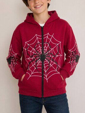 Boys Spiderman Zip Up Hoodie (SMALL)